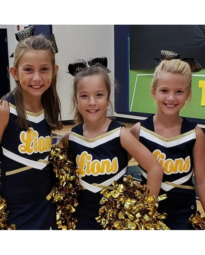 4 Pack Cheerleading Pom Poms, Pom Poms métallique avec poignée de bâton d’entraînement