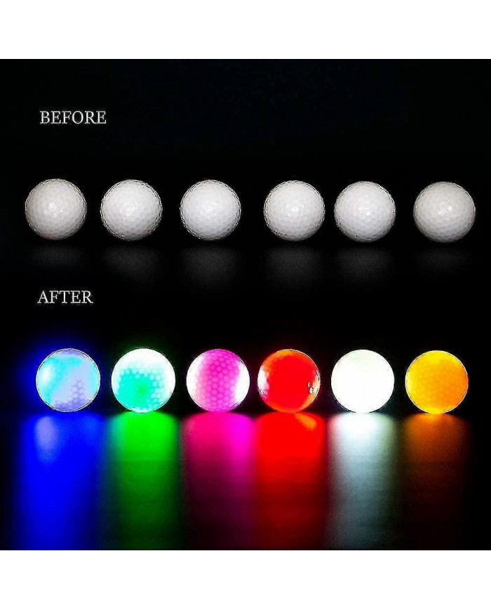 6 Pcs Led Glow Balles de golf, Boule de golf clignotante, Night Glow
