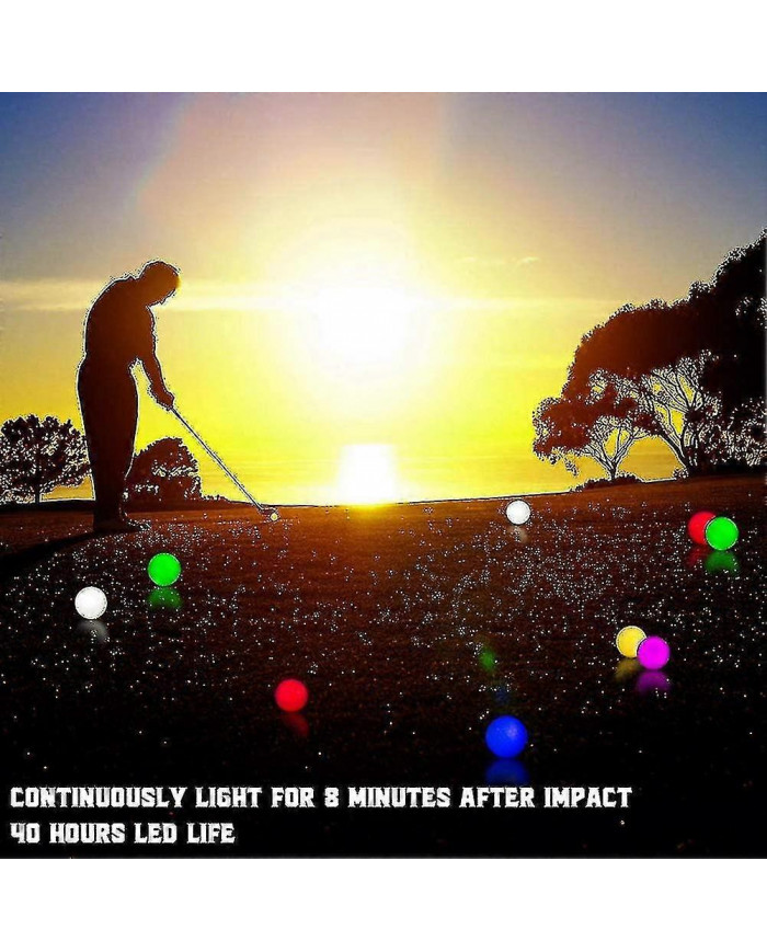 6 Pcs Led Glow Balles de golf, Boule de golf clignotante, Night Glow