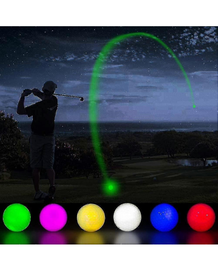 6 Pcs Led Glow Balles de golf, Boule de golf clignotante, Night Glow