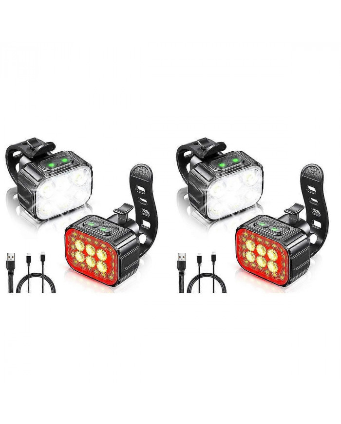 2X Ensemble d’éclairage de vélo super lumineux,Lumière LED rechargeable USB de vélo,Lumière de vélo pour la [...]