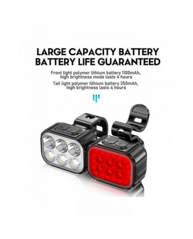 2X Ensemble d’éclairage de vélo super lumineux,Lumière LED rechargeable USB de vélo,Lumière de vélo pour la [...]