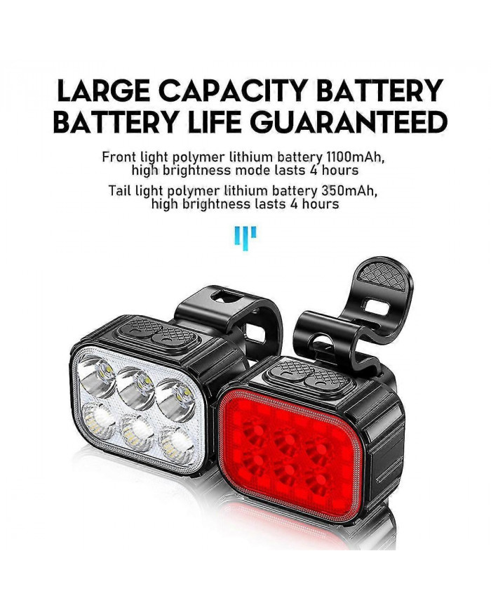 2X Ensemble d’éclairage de vélo super lumineux,Lumière LED rechargeable USB de vélo,Lumière de vélo pour la [...]