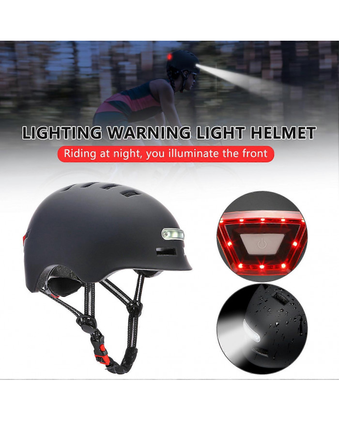 Casques de vélo unisexes avec LED Light Respirant Casques de cyclisme pour vélo électrique pour la conduite de nuit