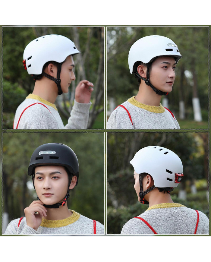 Casques de vélo unisexes avec LED Light Respirant Casques de cyclisme pour vélo électrique pour la conduite de nuit