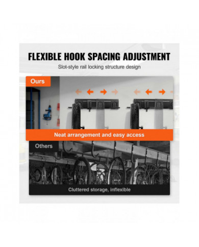 Support de rangement pour vélos, 8 porte-vélos et 7 crochets pour casques, cintre de rangement pour vélos [...]