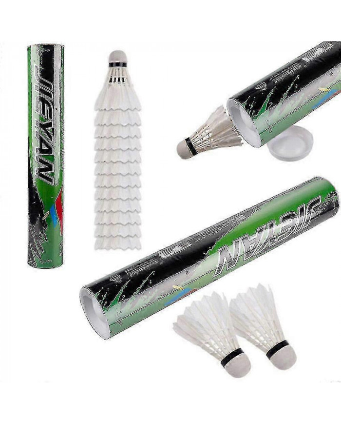 Pack de 12 volants de badminton à plumes d’oie blanche, idéal pour l’entraînement sportif