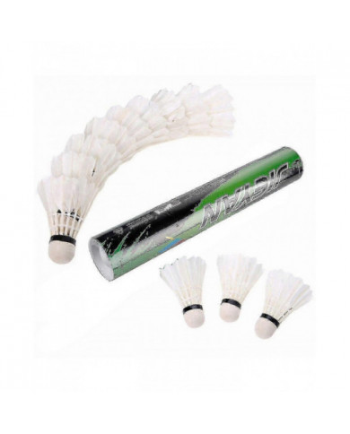 Pack de 12 volants de badminton à plumes d’oie blanche, idéal pour l’entraînement sportif