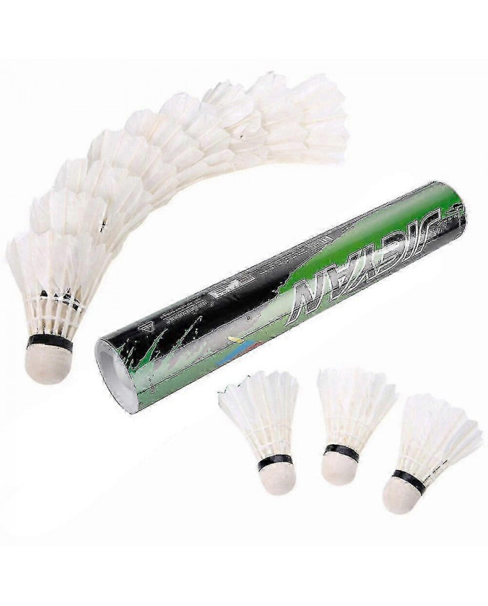 Pack de 12 volants de badminton à plumes d’oie blanche, idéal pour l’entraînement sportif