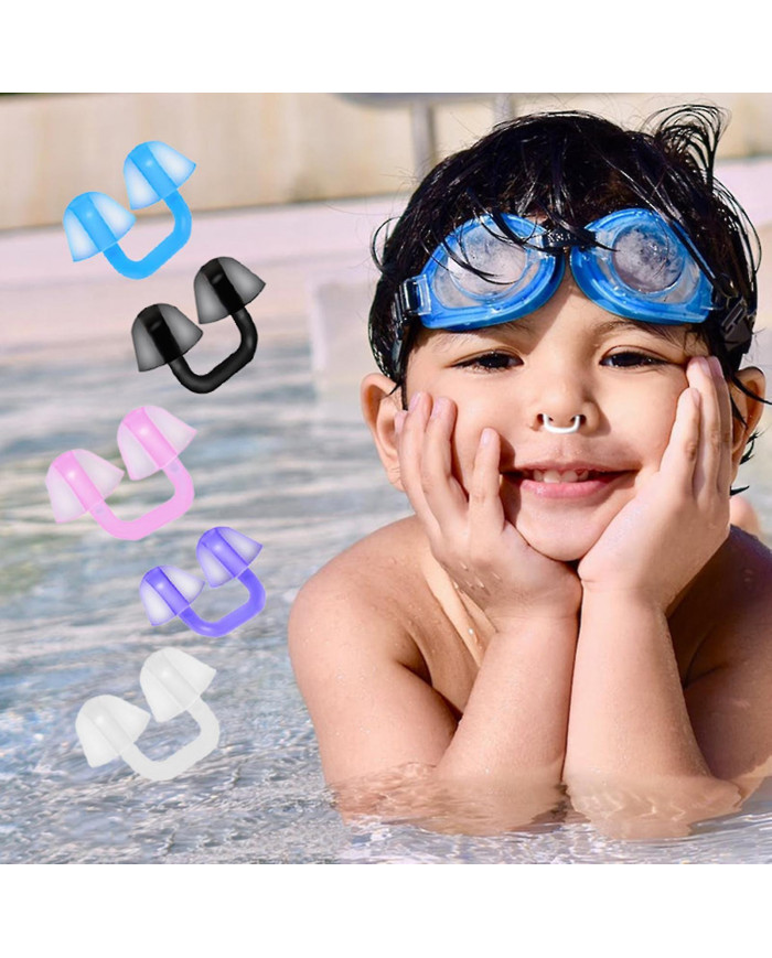 Bouchons de nez de natation Protecteur de nez en silicone confortable Pince-nez de natation étanche réutilisable [...]