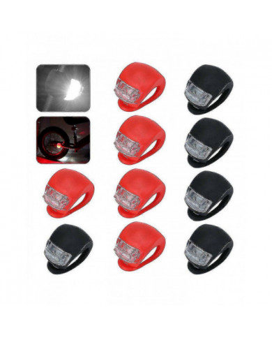 10x Lampe de vélo Vélo Lumière avant Feu arrière Roue Lumière Led Silicone Lampe