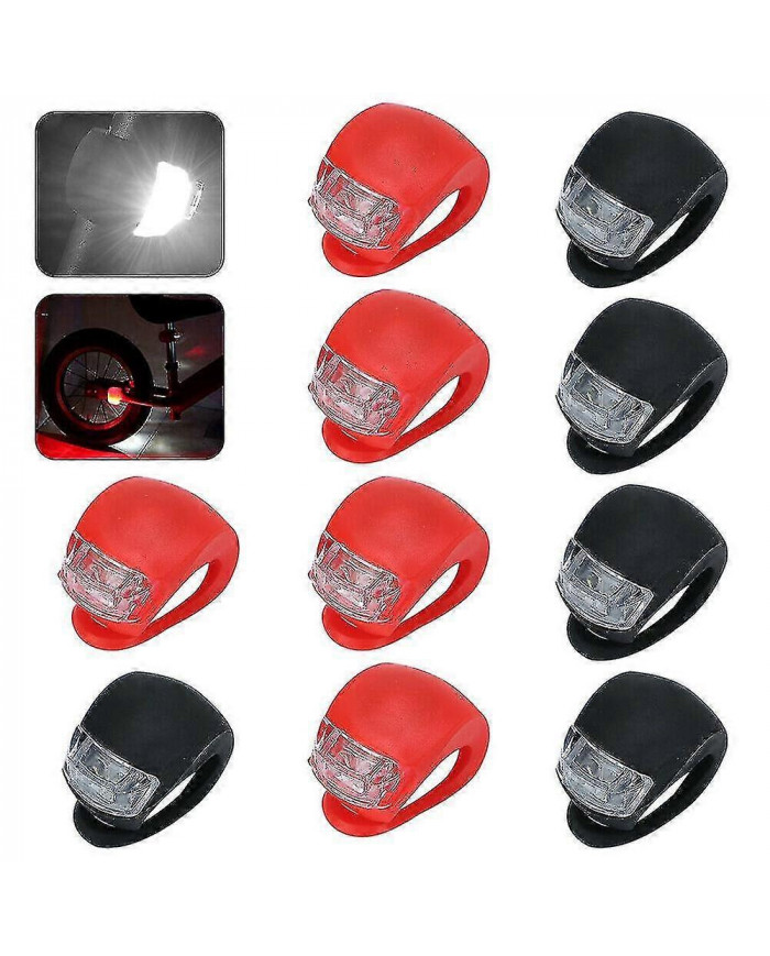 10x Lampe de vélo Vélo Lumière avant Feu arrière Roue Lumière Led Silicone Lampe
