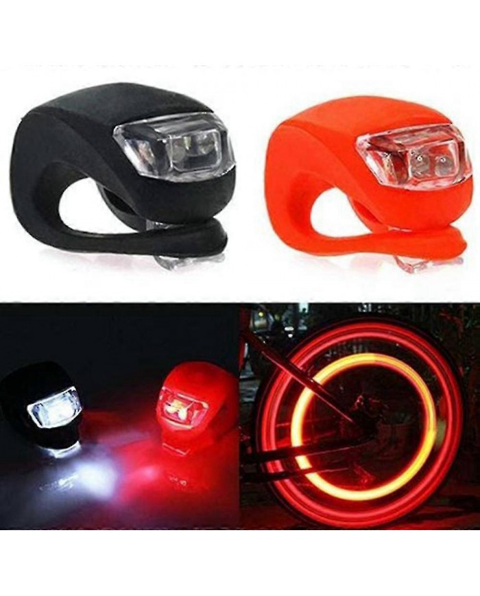 10x Lampe de vélo Vélo Lumière avant Feu arrière Roue Lumière Led Silicone Lampe
