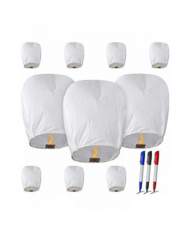 10 PCS Blanc Chinois Ciel Lanternes Chinois Lanternes Eco Friendly Lanternes pour Mariages Célébrations Cérémonies [...]