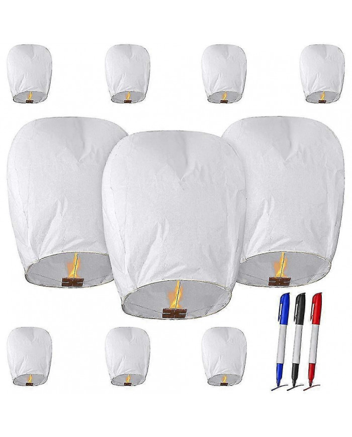 10 PCS Blanc Chinois Ciel Lanternes Chinois Lanternes Eco Friendly Lanternes pour Mariages Célébrations Cérémonies [...]