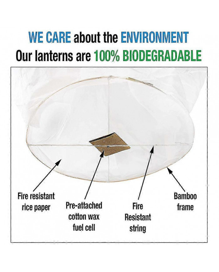 10 PCS Blanc Chinois Ciel Lanternes Chinois Lanternes Eco Friendly Lanternes pour Mariages Célébrations Cérémonies [...]