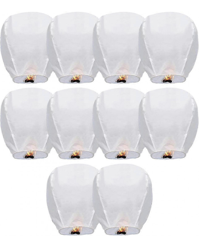 Paquet de 10 lanternes célestes Lanterne en papier résistant au feu écologique, biodégradable sans fil à libérer [...]