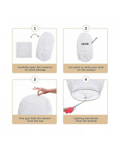 Paquet de 10 lanternes célestes Lanterne en papier résistant au feu écologique, biodégradable sans fil à libérer [...]