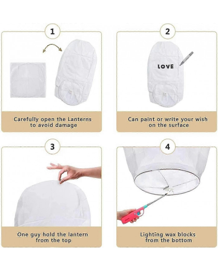 Paquet de 10 lanternes célestes Lanterne en papier résistant au feu écologique, biodégradable sans fil à libérer [...]