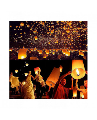 Paquet de 10 lanternes célestes Lanterne en papier résistant au feu écologique, biodégradable sans fil à libérer [...]