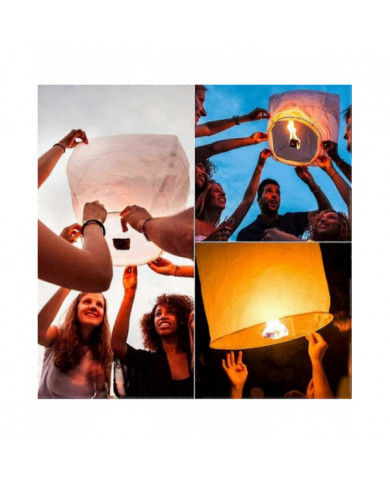 Paquet de 10 lanternes célestes Lanterne en papier résistant au feu écologique, biodégradable sans fil à libérer [...]