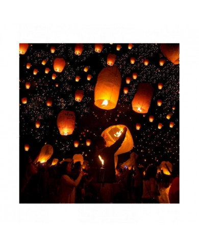 Paquet de 10 lanternes célestes Lanterne en papier résistant au feu écologique, biodégradable sans fil à libérer [...]