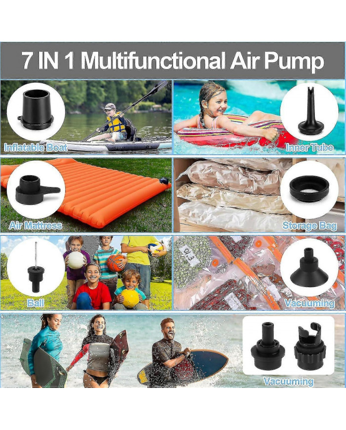Pompe à air électrique 20psi, gonfleur électrique, avec 7 buses d’air et adaptateur, gonfleur/dégonfleur rapide 2 [...]
