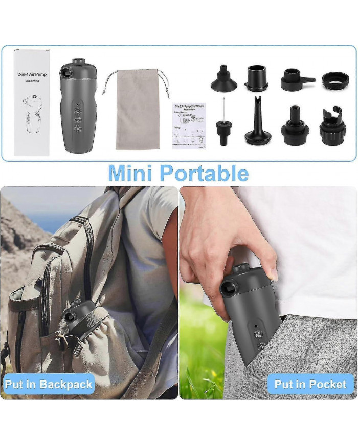 Pompe à air électrique 20psi, gonfleur électrique, avec 7 buses d’air et adaptateur, gonfleur/dégonfleur rapide 2 [...]