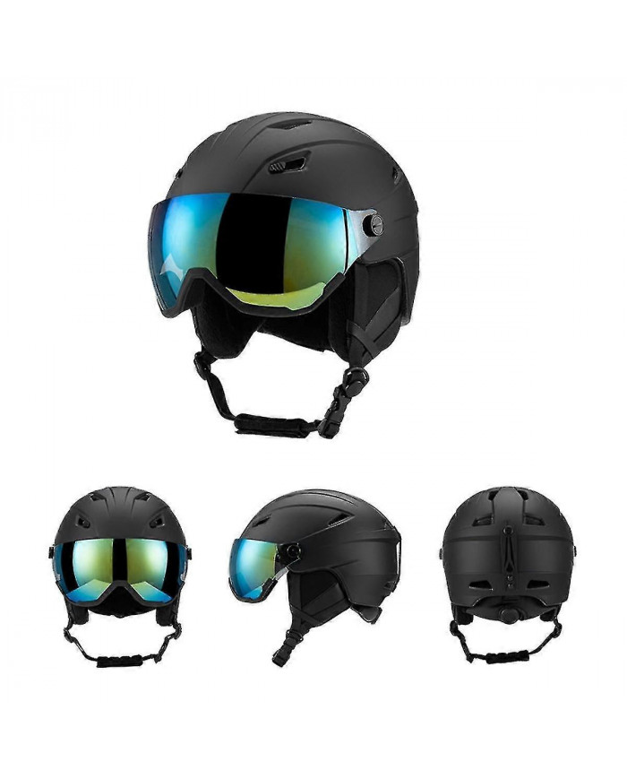 Casque De Ski Avec Lunettes De Ski, Casque De Snowboard Et Visière 2-en-1