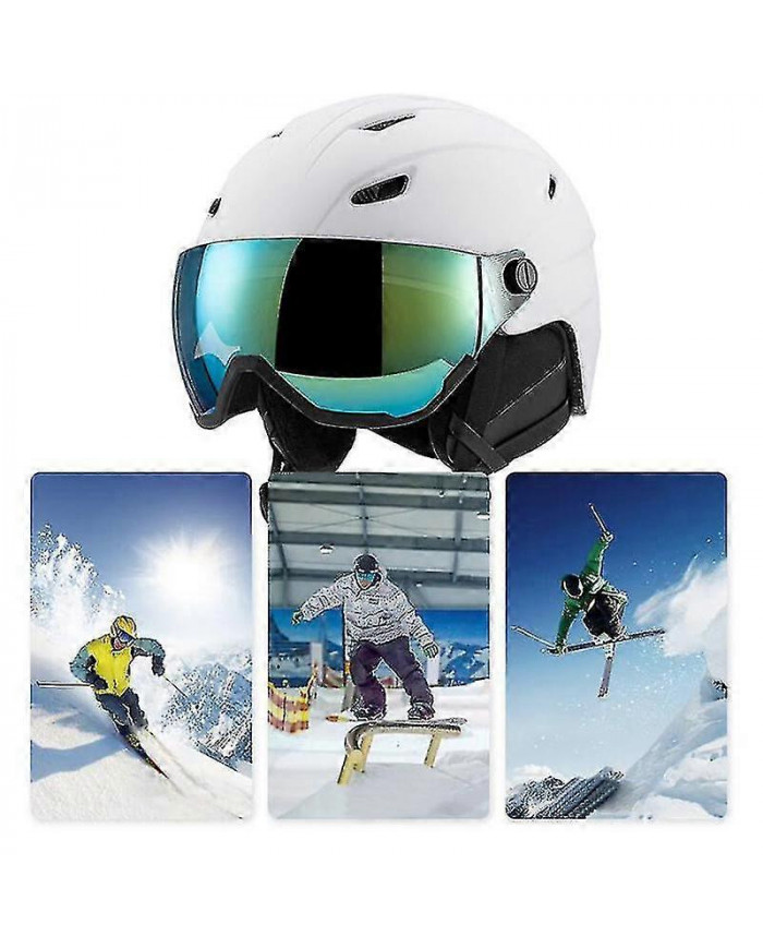 Casque De Ski Avec Lunettes De Ski, Casque De Snowboard Et Visière 2-en-1