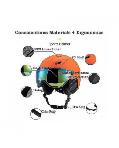 Casque De Ski Avec Lunettes De Ski, Casque De Snowboard Et Visière 2-en-1