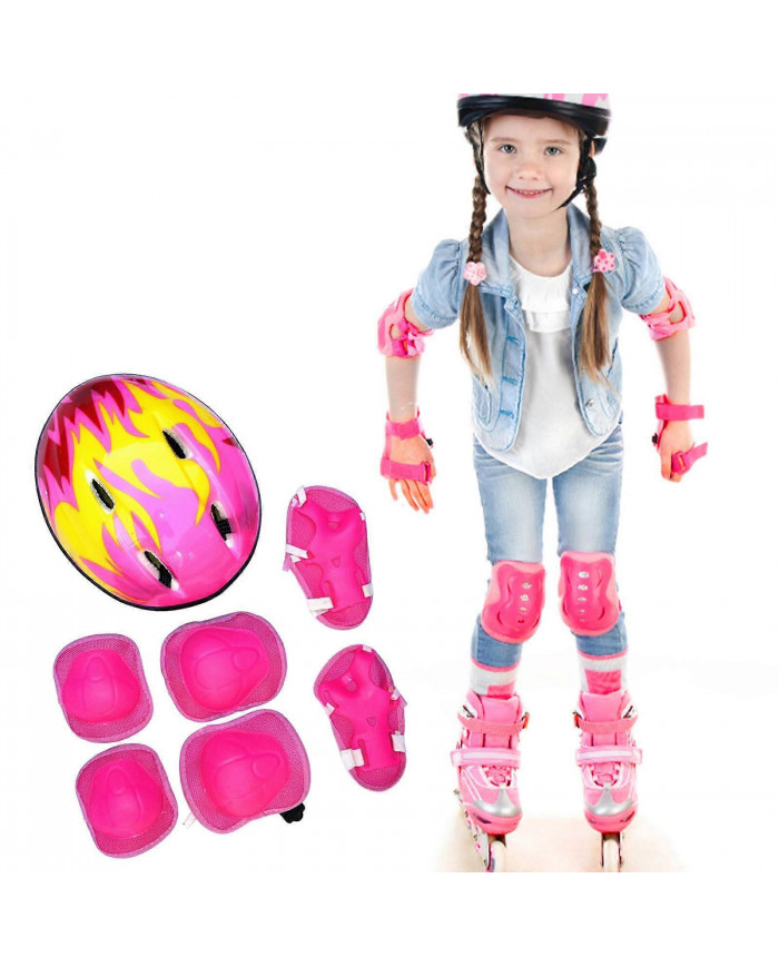 7 Pcs Set Enfants Enfants Casque Genou Coudière Cyclisme Skate Vélo Protecs