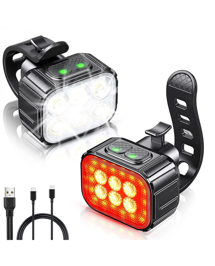 Bike Light Set Super Bright, vélo USB rechargeable Led Light, vélo Light pour la nuit, vélo avant