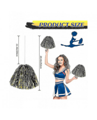 24 Pack Cheerleading Metallic Pom Pom Pom 12 pouces Pom Pom Poms avec bâton