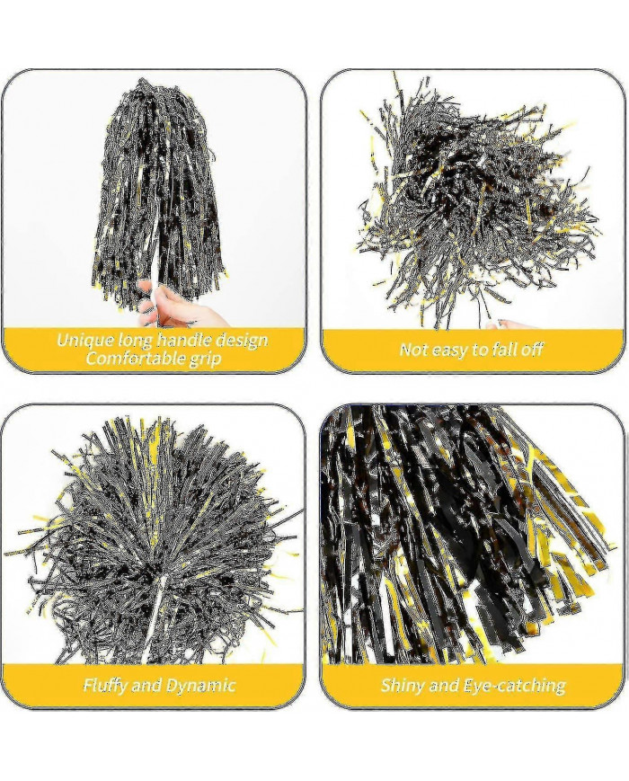 24 Pack Cheerleading Metallic Pom Pom Pom 12 pouces Pom Pom Poms avec bâton