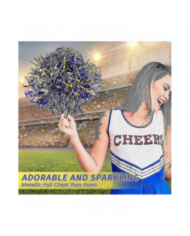24 Pack Cheerleading Metallic Pom Pom Pom 12 pouces Pom Pom Poms avec bâton