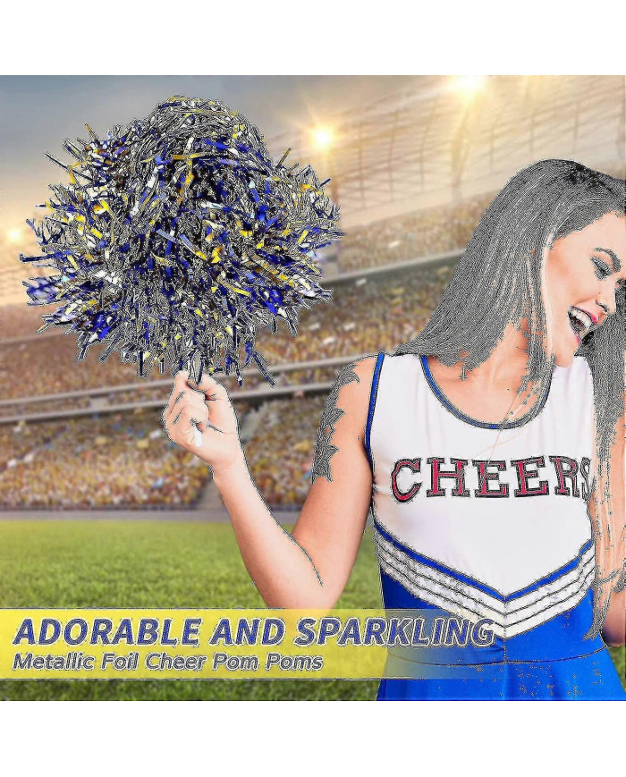24 Pack Cheerleading Metallic Pom Pom Pom 12 pouces Pom Pom Poms avec bâton