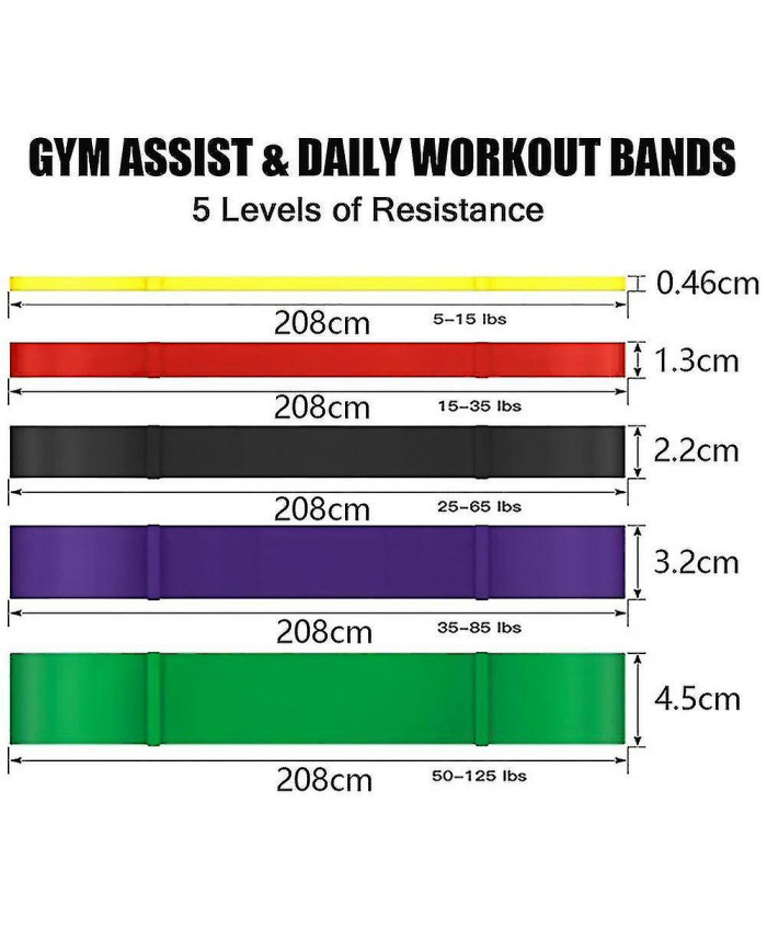 Ensemble de 5 bandes de résistance Pull Up Assist Exercise Workout Band Set for Fitness Strength haltérophilie et [...]