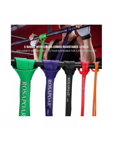 Ensemble de 5 bandes de résistance Pull Up Assist Exercise Workout Band Set for Fitness Strength haltérophilie et [...]