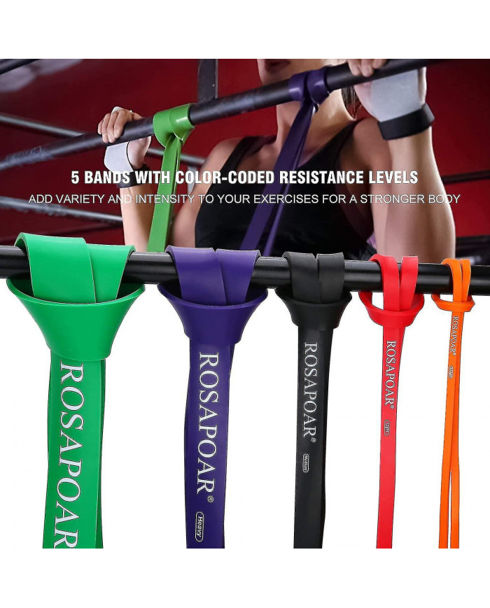 Ensemble de 5 bandes de résistance Pull Up Assist Exercise Workout Band Set for Fitness Strength haltérophilie et [...]