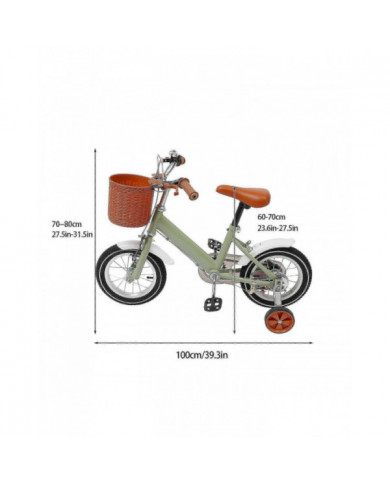 Vélo pour enfants de 12 pouces vert/jaune/rose