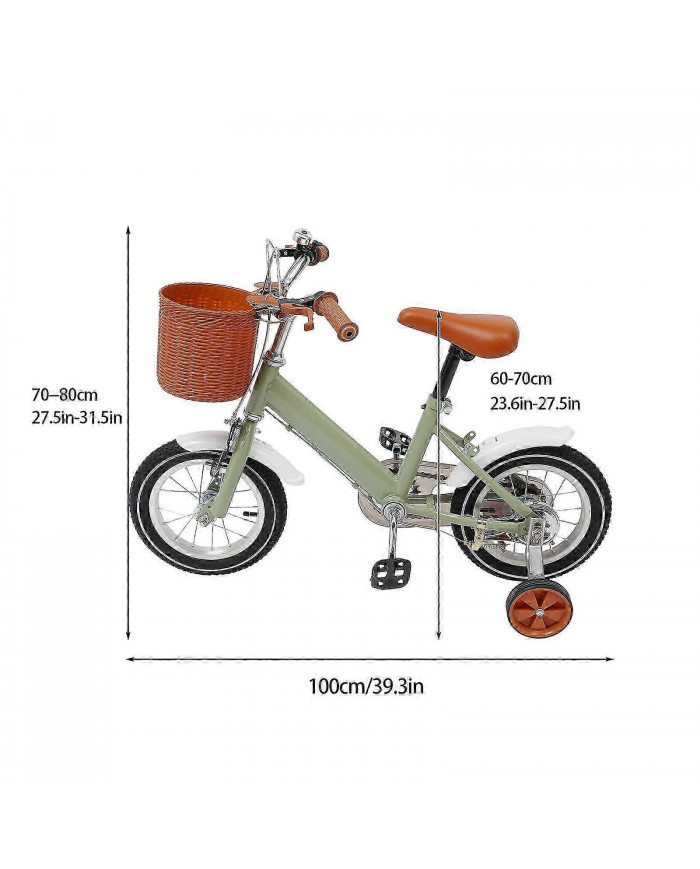 Vélo pour enfants de 12 pouces vert/jaune/rose