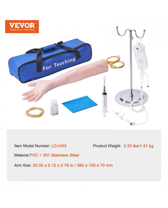 Kit de pratique de phlébotomie, kit de bras d’entraînement IV de simulation élevée avec sac de transport, pratique [...]