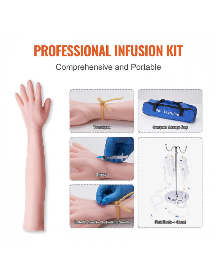 Kit de pratique de phlébotomie, kit de bras d’entraînement IV de simulation élevée avec sac de transport, pratique [...]