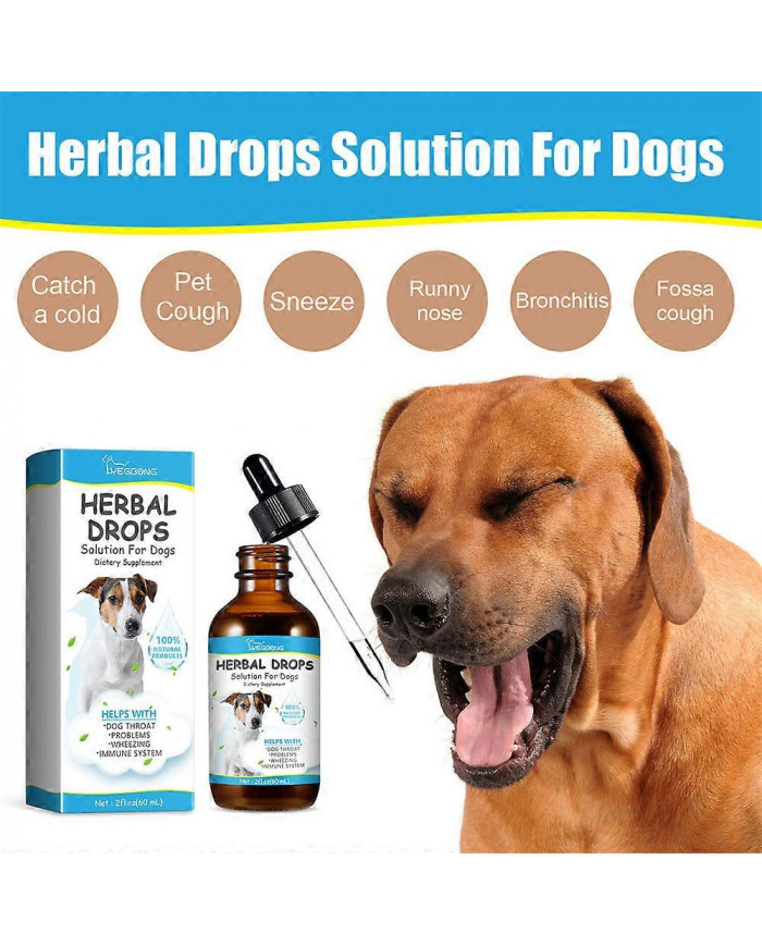 Traitement de la toux pour chiens, solution de gouttes à base de plantes pour les chiens complément alimentaire, [...]