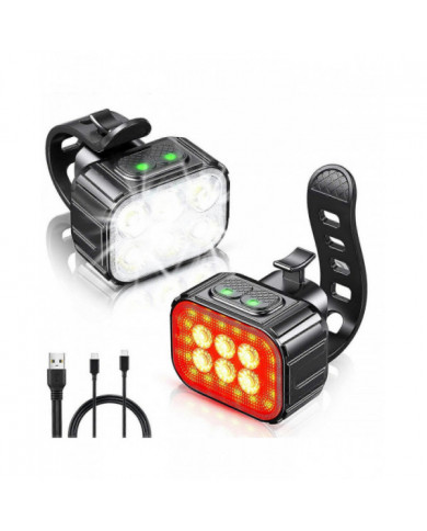 Ensemble d’éclairage de vélo super lumineux,Lumière LED rechargeable USB de vélo,Lumière de vélo pour la conduite [...]