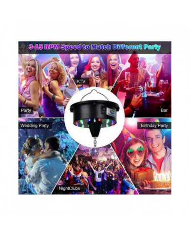 Lumières rotatives du moteur de boule disco avec télécommande, 18 LED pour 12, 16, 20, 24 pouces Mirror Ball [...]