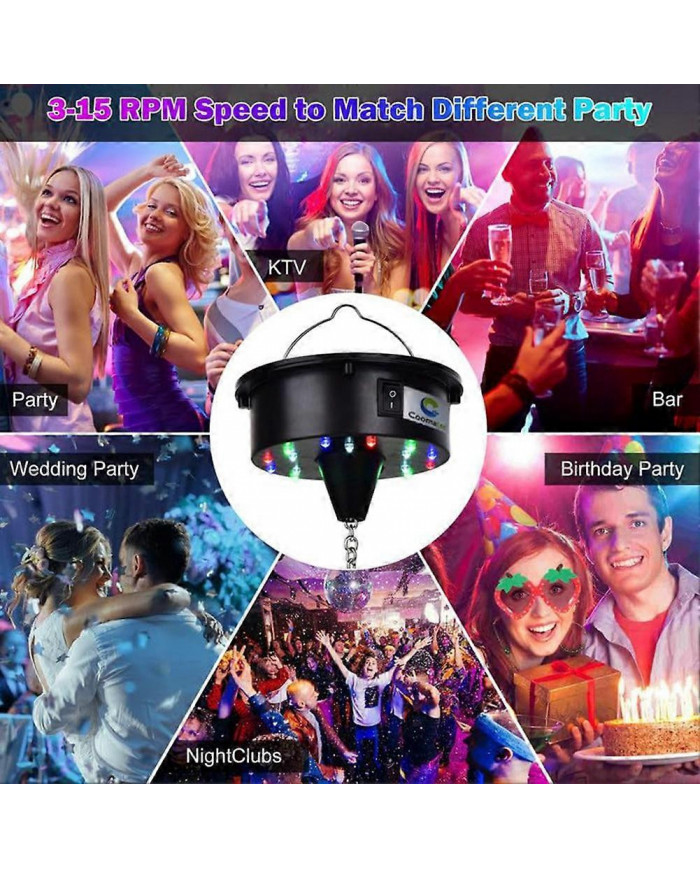 Lumières rotatives du moteur de boule disco avec télécommande, 18 LED pour 12, 16, 20, 24 pouces Mirror Ball [...]