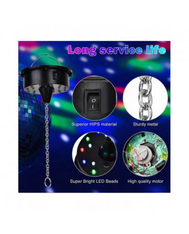 Lumières rotatives du moteur de boule disco avec télécommande, 18 LED pour 12, 16, 20, 24 pouces Mirror Ball [...]