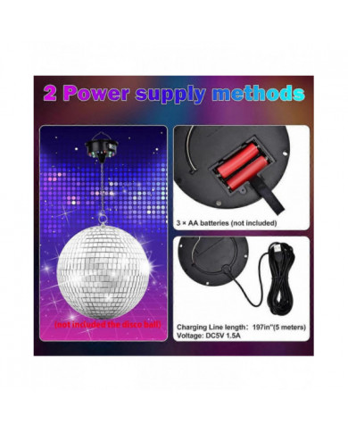 Lumières rotatives du moteur de boule disco avec télécommande, 18 LED pour 12, 16, 20, 24 pouces Mirror Ball [...]